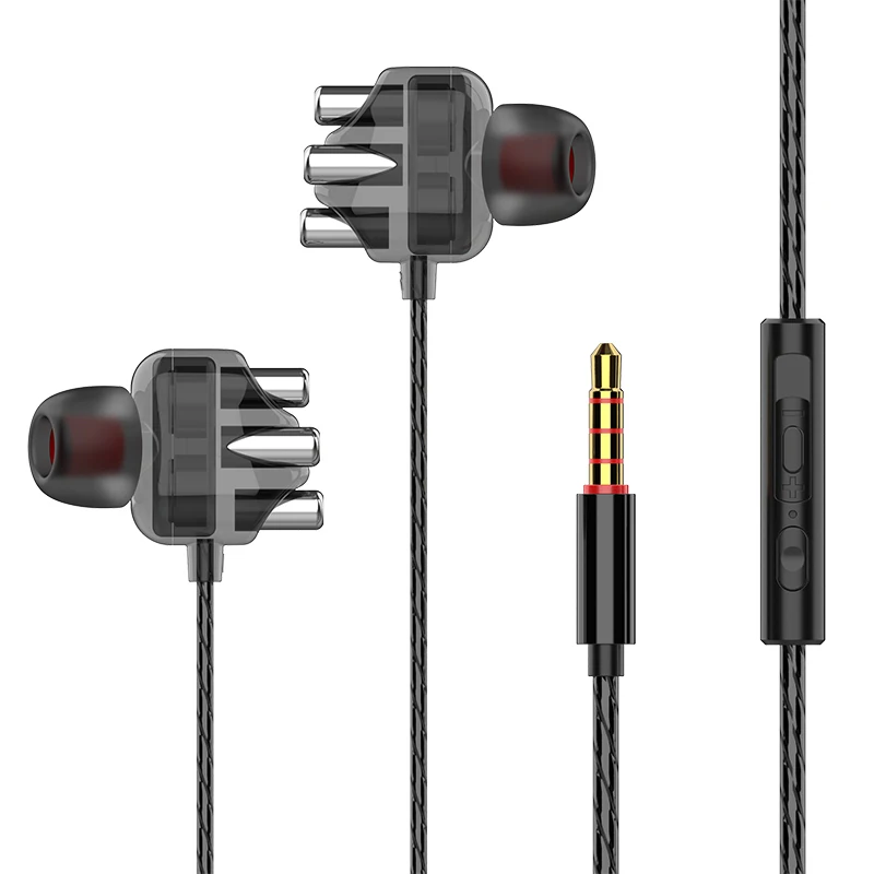 

OEM Custom Logo Dual Driver earphone 1.2 M Earphones Wired 3.5mm earbuds with Mic wired earphone with microphone