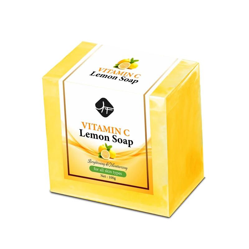 

Private Label Sticker Vitamin C Organic Skin Lightening Lemon Soap Bar Whitening for Face with Essential Oil