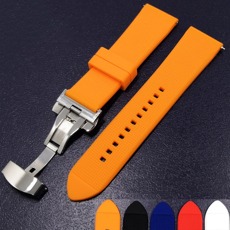 

High Quality Custom Rubber Watch Strap Butterfly Clasp Silicone Watch bands