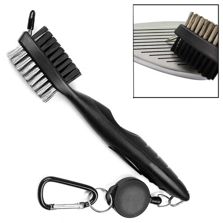 

2 Side Golf Club Cleaning Brush and Club Cleaner with Spike and Clip, Black, red, blue, gray