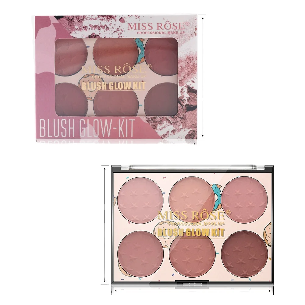 

2021 Mew Design Natural Long Lasting Transparent 6-Colors Blush Powder Palette