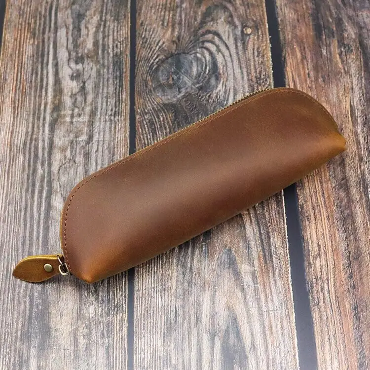 
Vintage real leather pencil pouch bag pen holder pen case 