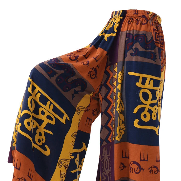 

Ladies loose printed casual trousers wide leg pants