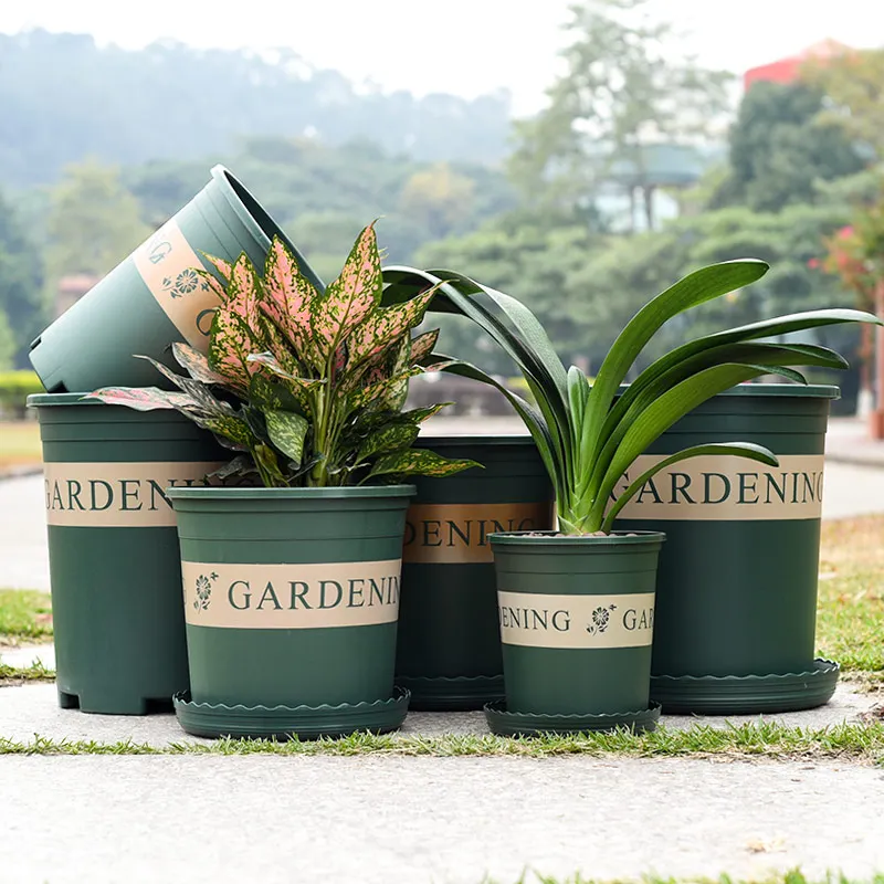 

Amazon hot sale wholesale cheap bulk plastic flower pots outdoor garden succulent planter pot, Green