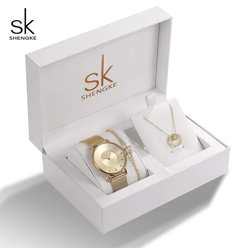 

SHENGKE SK Luxury Jewelry Watches Set Bracelets & Bangles Watch Earring Necklace Jewelry Watches Sets 95002