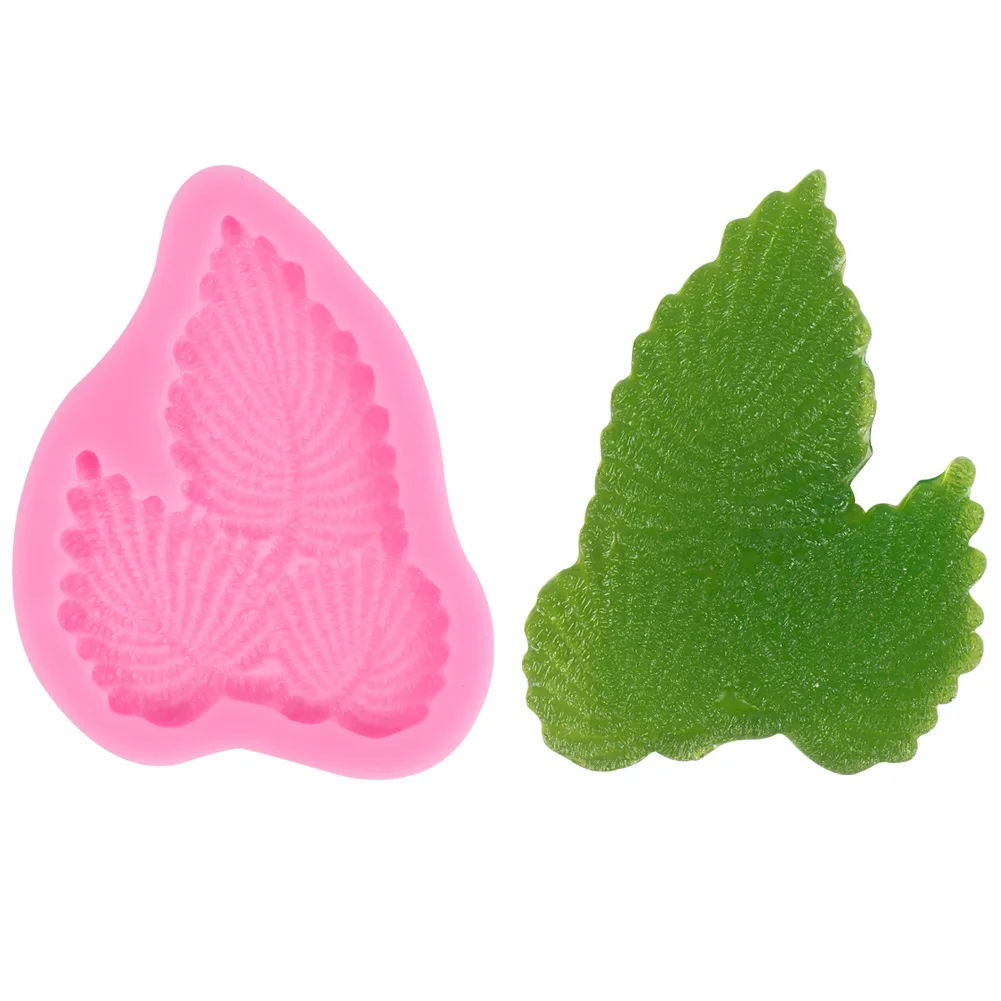 

Hot selling crystal epoxy resin mold leaf shaped fondant cake chocolate decoration silicone mold, Pink