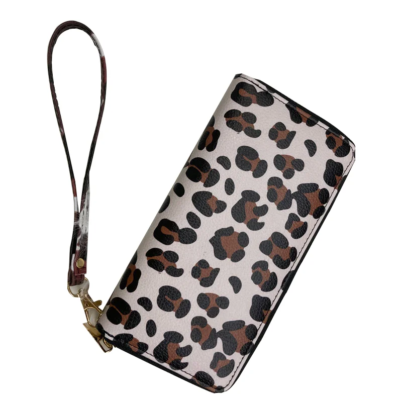 

Hot-sale Sunflower Leopard Print Clutch Wristlet Women Long Wallet Credit Card Holder PU Women Wallet, Sunflower, leopard,cow