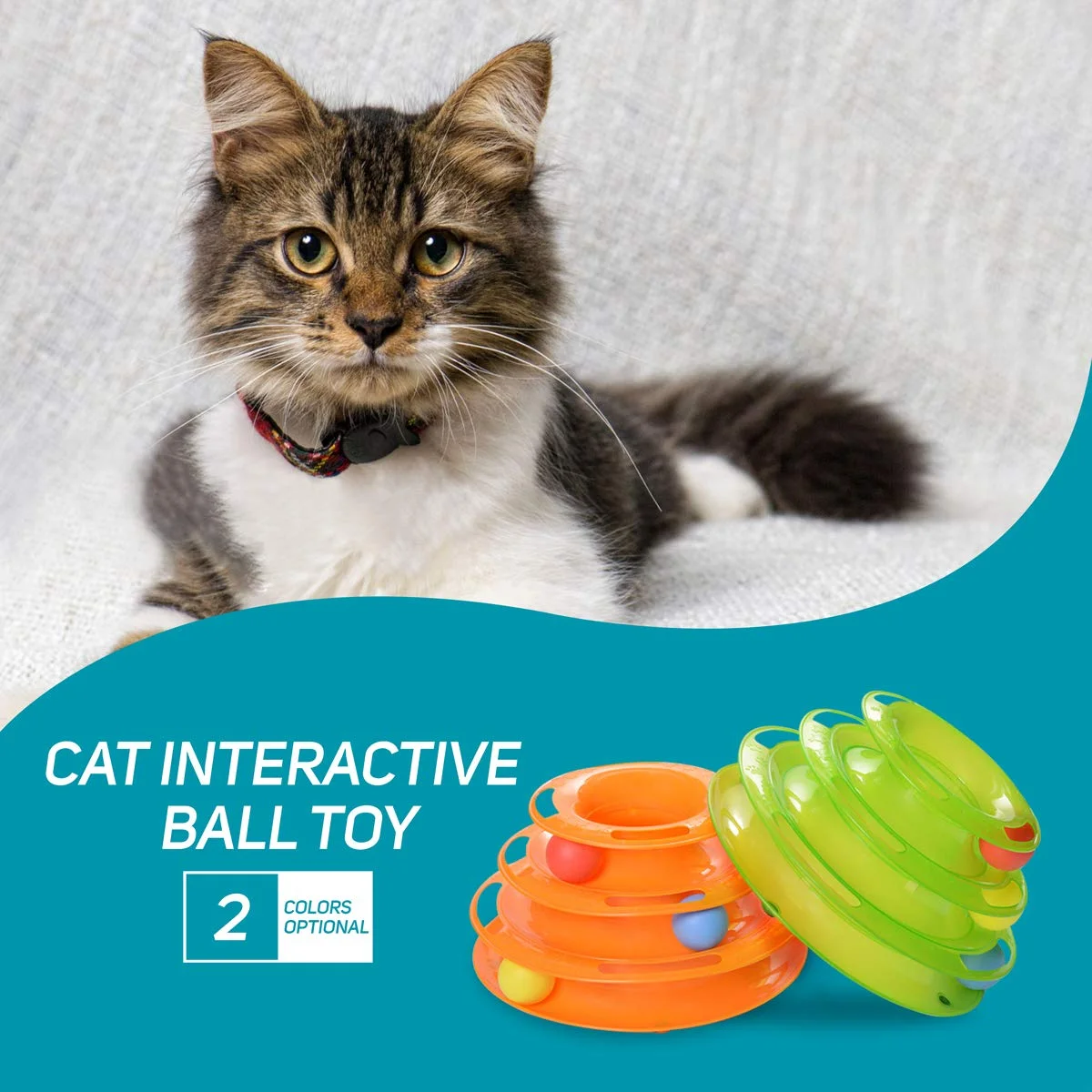 

Cat Tower Tracks Cat Roller Toy Interactive Circle Tracking with Moving Ball Pet Puzzle Inelligence Train Product for Cat Kitten