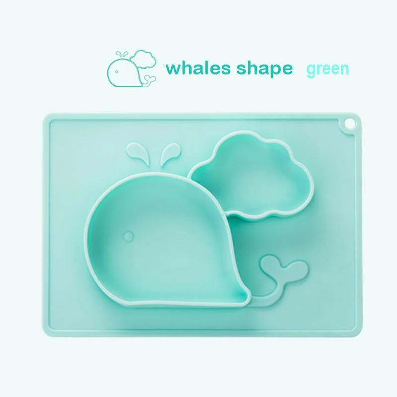 

2021 Product Trends NEW Food grade silicon kids feeding place mat with bowl silicone baby placemat, Pink, green