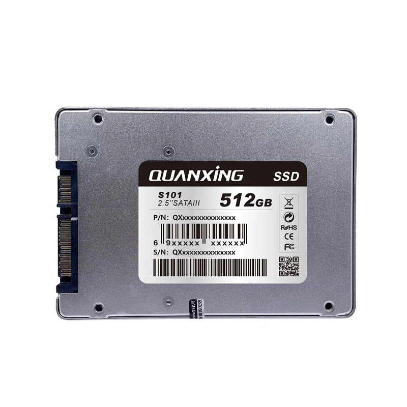 

QUANXING 2.5 Inch SATA3 SSD 512GB Internal Solid State Drive 512G 2.5" SATA III Metal Silver