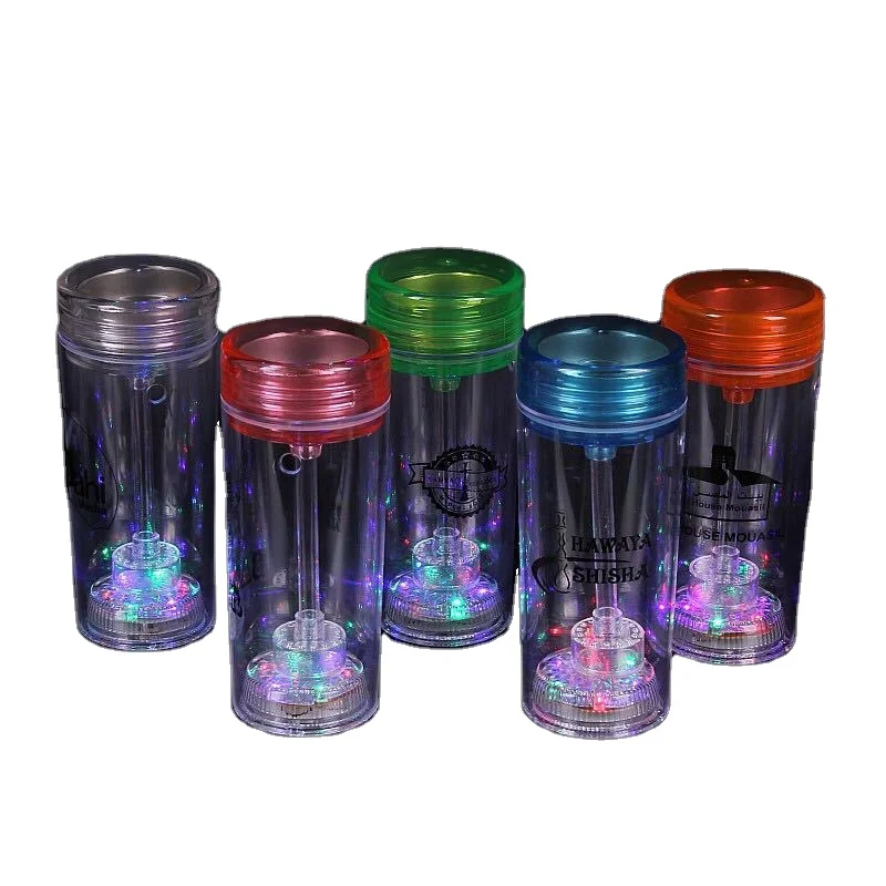 

Wholesale Portable LED Hookah Shisha Cup Set Light Up Travel Plastic Car Smoking Cup Hookah, Assorted colors