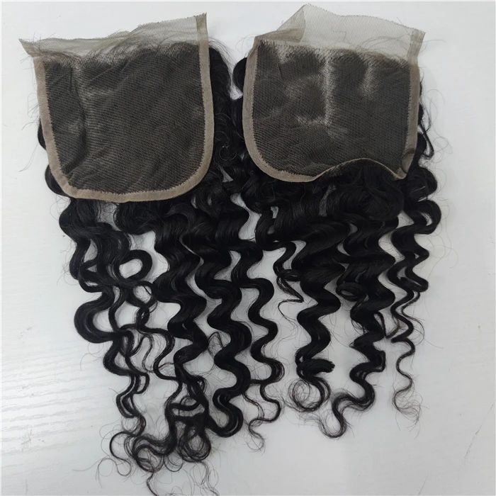 

Letsfly free Part brazilian virgin hair Curly Lace 4"x4" Natural Black Human Hair afro curly closure extension with baby hair