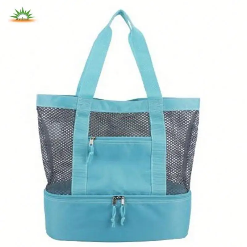 Multifunction Plastic Mesh Tote Beach Bag With Bottom Cooler ...