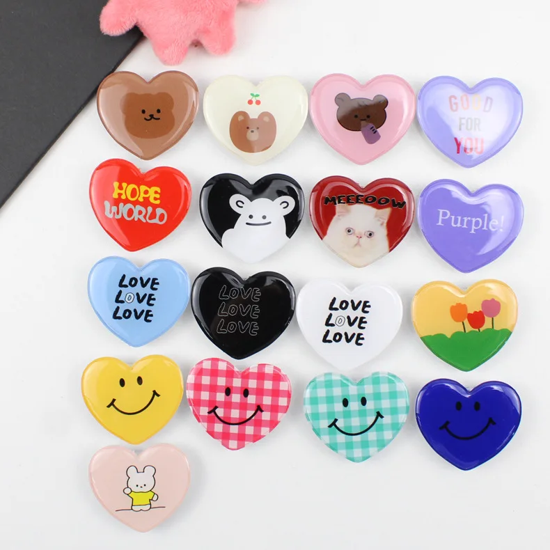 

INS New Heart Shape Smile Epoxy Airbag Phablet Multi-function Cell Phone Accessor Finger Phone Socket Stand Holder