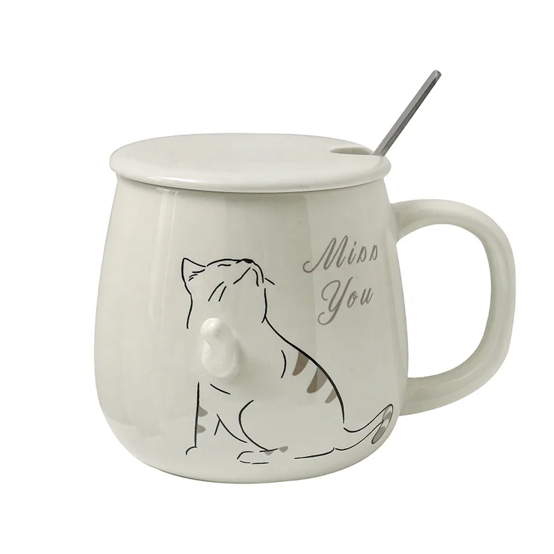 

UCHOME Creative hand painted 3D cat ceramic mug couple mug