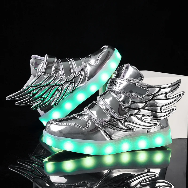 

USB Charging Lighted Shoes Kids Wing Skateboard Street Shoes Fashion Sneakers for Children Zapatillas de Casual