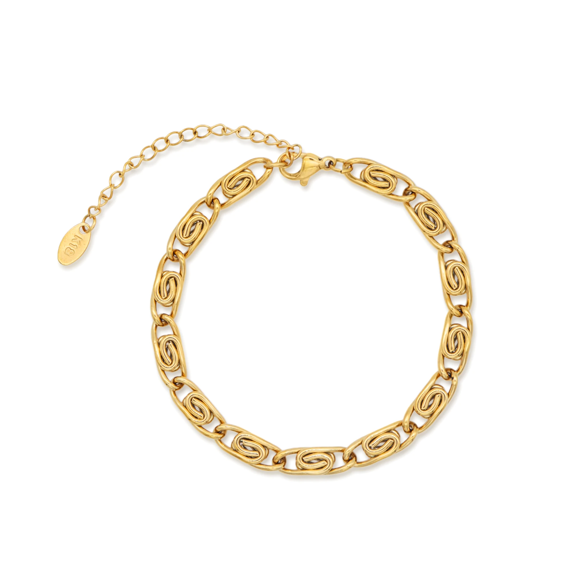 

Chris April in stock fashion jewellery 316L stainless steel PVD gold plated non tarnish cloud chunky chain bracelet