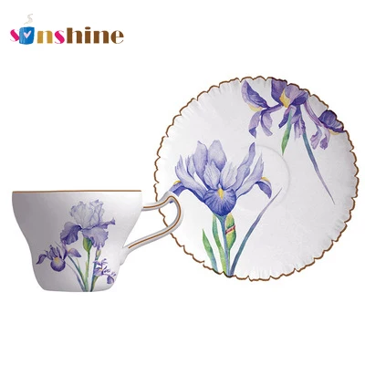 

Nordic Style Promotion Gift Set Ceramic Iris Coffee Cup And Saucer, Picture