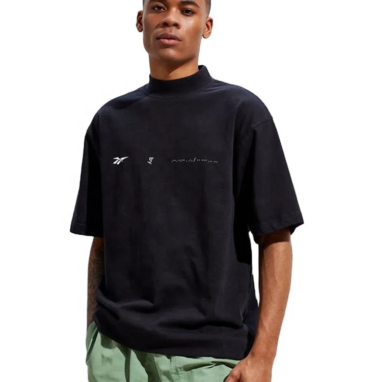 

OEM Wholesale Heavy weight Full Cotton Mens Mock Neck Tee