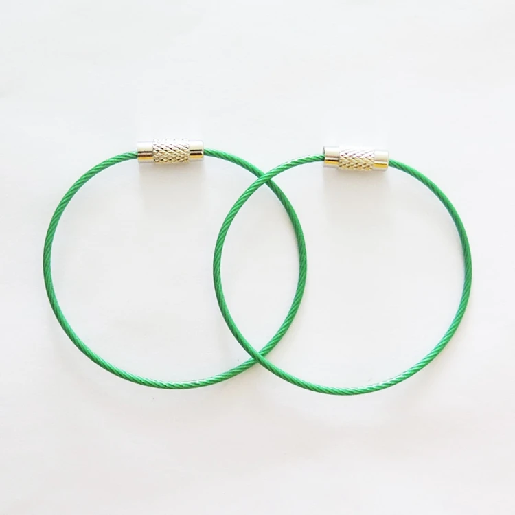 
YIWANG Green 150MM Cable Key Ring Wire Rope 