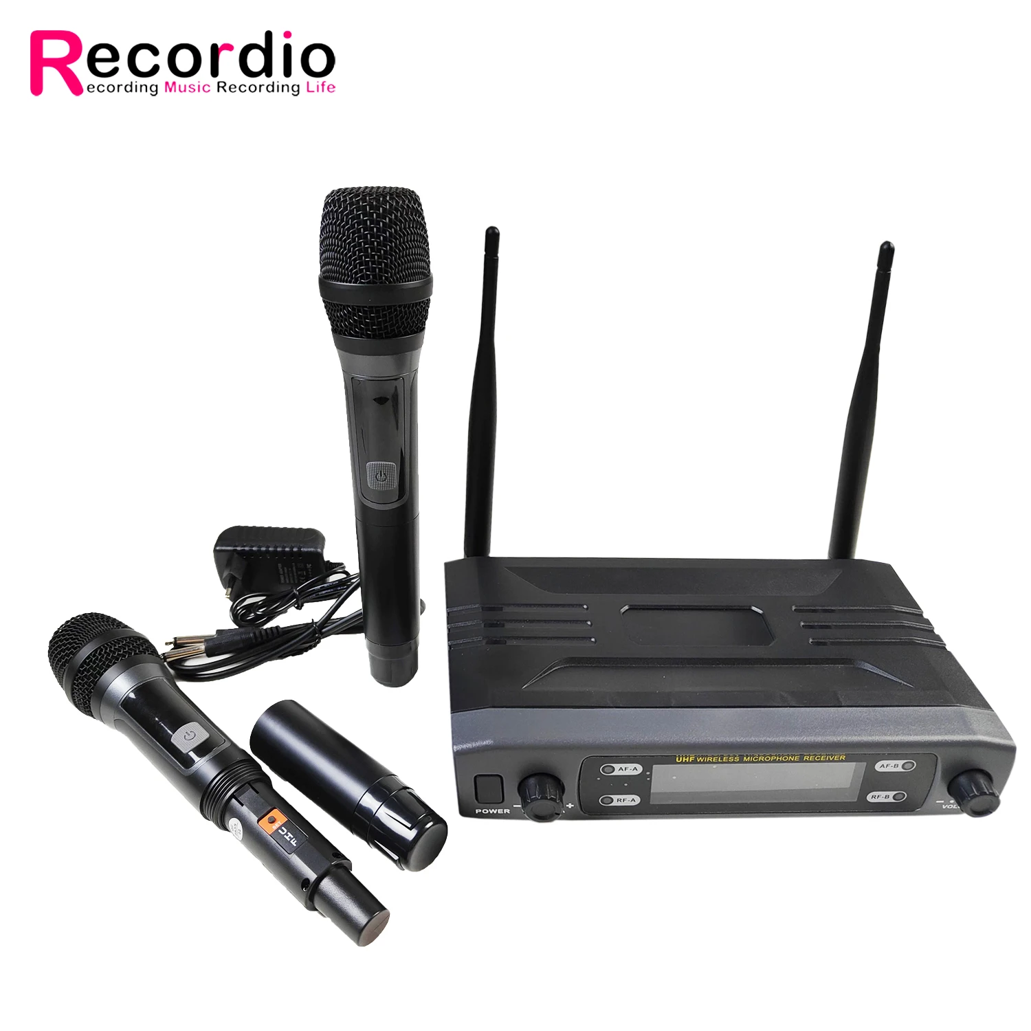 

GAW-240 Recordio Wireless Microphone 2 Channels UHF Professional Handheld Mic For Party Conference, Black