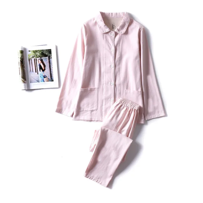

High Hope hot sale best quality cotton 100% flannel long sleeve pajamas, Pink