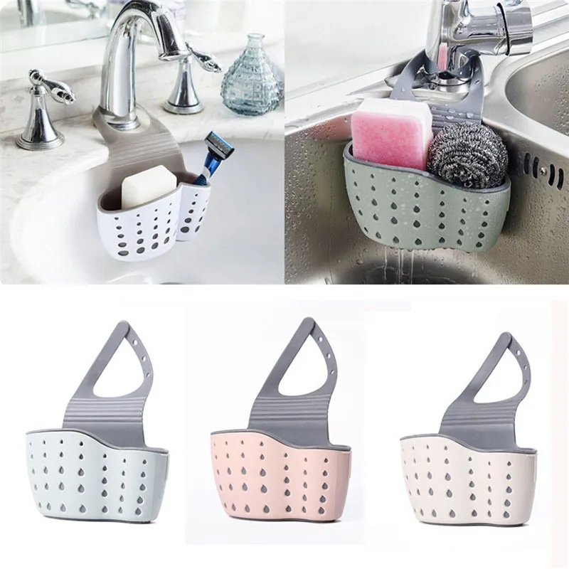 

Sink Shelf Soap Sponge Drain Rack Silicone Storage Basket Bag Faucet Holder Adjustable Bathroom Holder Sink Kitchen Accessories, Customized