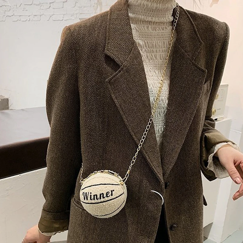 
Women pu leather basketball handbag messenger bag small chain girl shoulder purse 