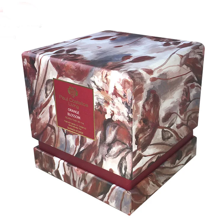 

Printed colorful luxury candle set square tumbler candle box for candle jar