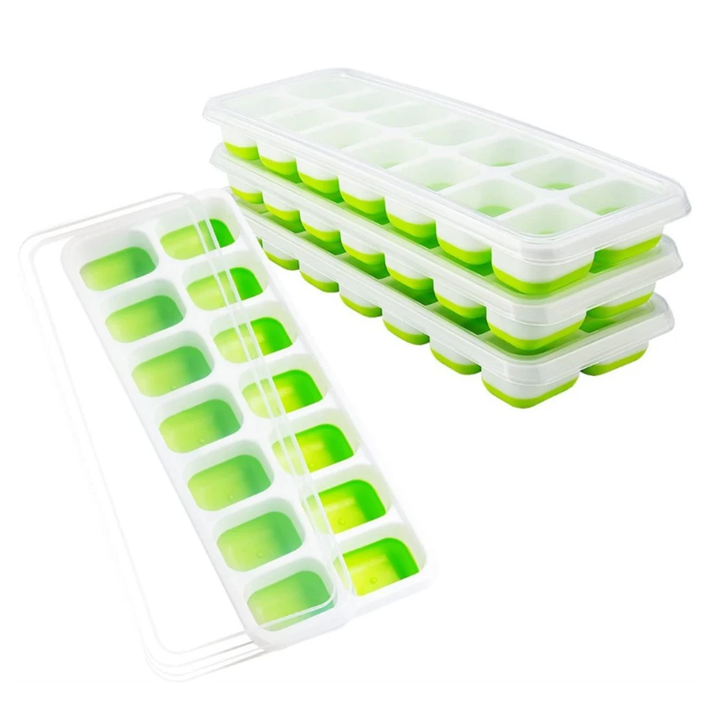 

Bpa Free Easy-release Silicone 14-ice Trays Spill-resistant Removable Lid Ice Cube Tray