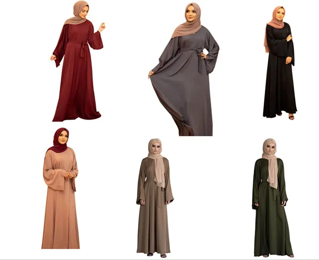 

2021 hottest cheap Arab EID Abaya Dubai Turkey Solid Color Simple Muslim Dress prayer Modest Kaftan Abaya women Islamic Clothing