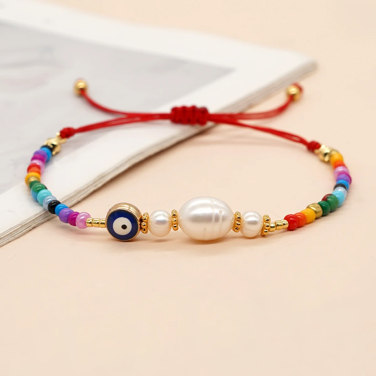 

Go2boho Colorful Rainbow Seed Bead Bracelets For Women Summer Beach Friendship Handmade Evil Eye Jewelry Shell Pearl Accessories