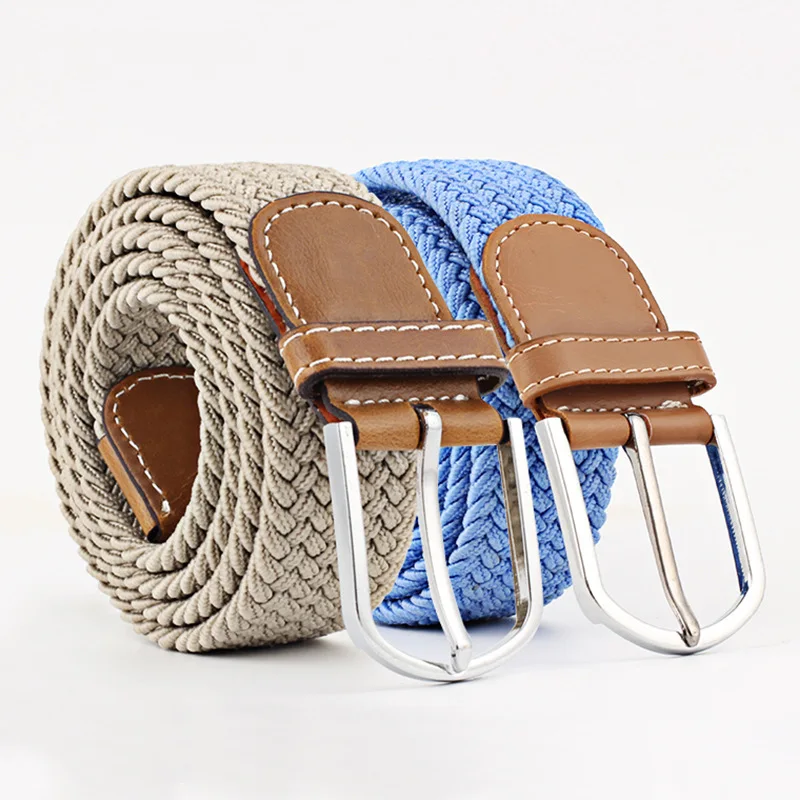 

Unisex pin buckle elastic young students woven canvas belt wholesale