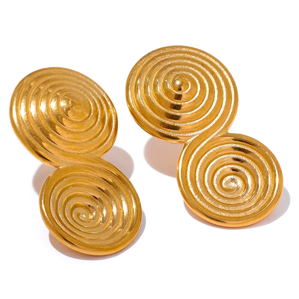 

JINYOU 2939 Stainless Steel 316l Round Circle Statement Stud Earrings Prevent Allergy Metal Waterproof Versatile Jewelry Gift