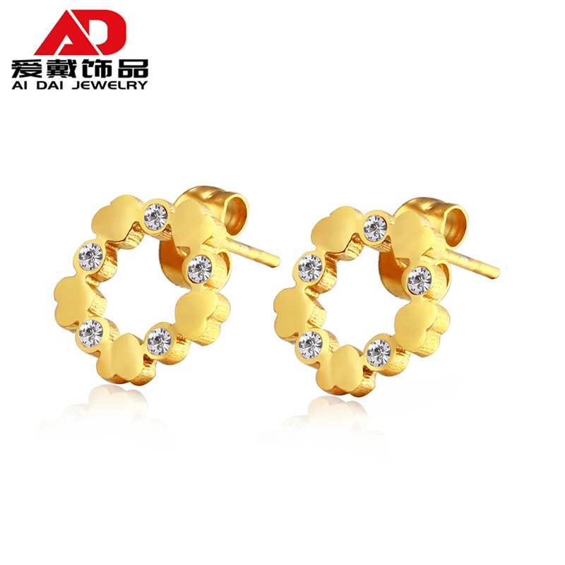 

Retro simple love diamond-studded titanium steel earrings temperament garland style female girlfriend earrings jewelry