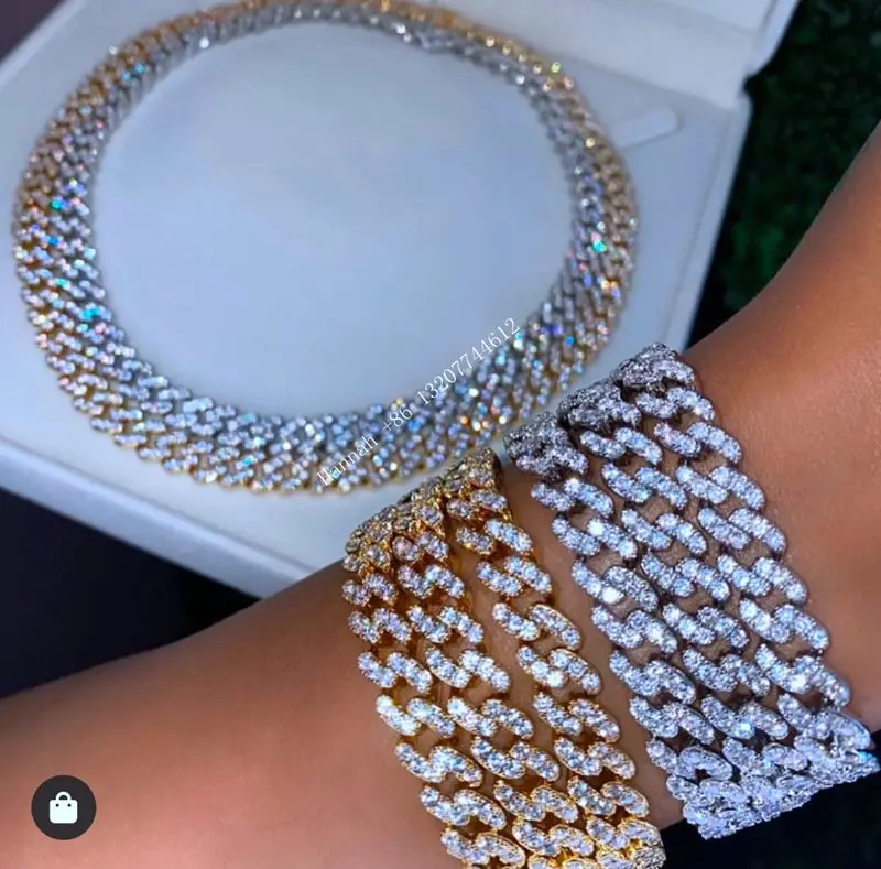 

Hip Hop Icy Bracelet Miami Iced Out Cuban Link Chain Bracelet Mens Women Jewelry