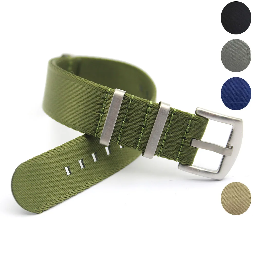 

Square Brushed Loop Soft Nylon Watchband 20mm 22mm Green Nato Strap