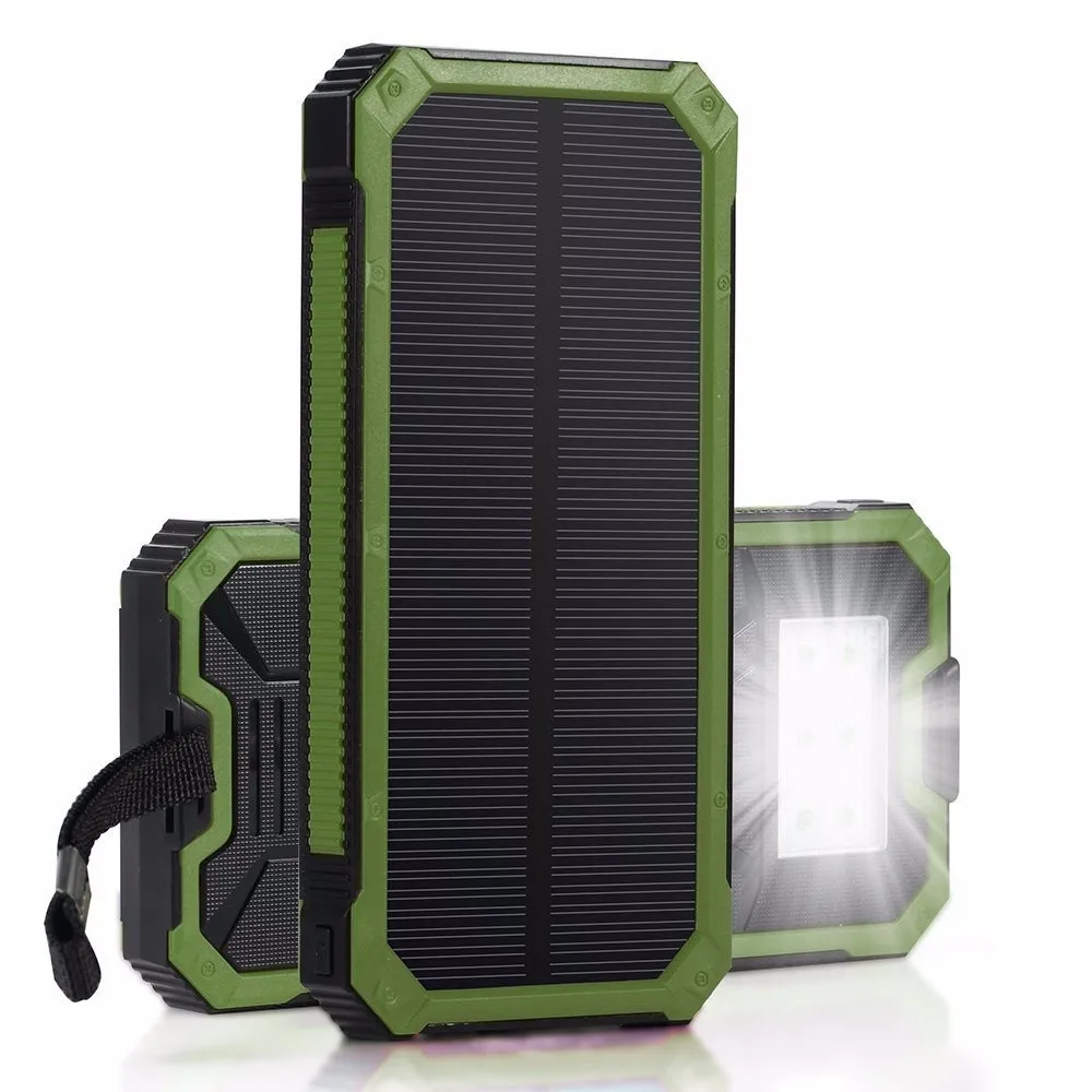 

High capacity 10000mah 20000mah waterproof Solar Power bank with led flashlight Powerbank Outdoor Charger for IPhone for Samsung