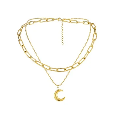 

New Arrival Design Stainless Steel Necklace Charm Moon Pendant Jewelry Gold Plated Choker Women Neckelace, Gold,silver