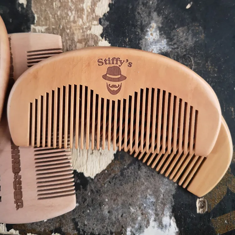 
Private Label Hair Pocket Size Natural Peach Wood Beard Comb For Travel 
