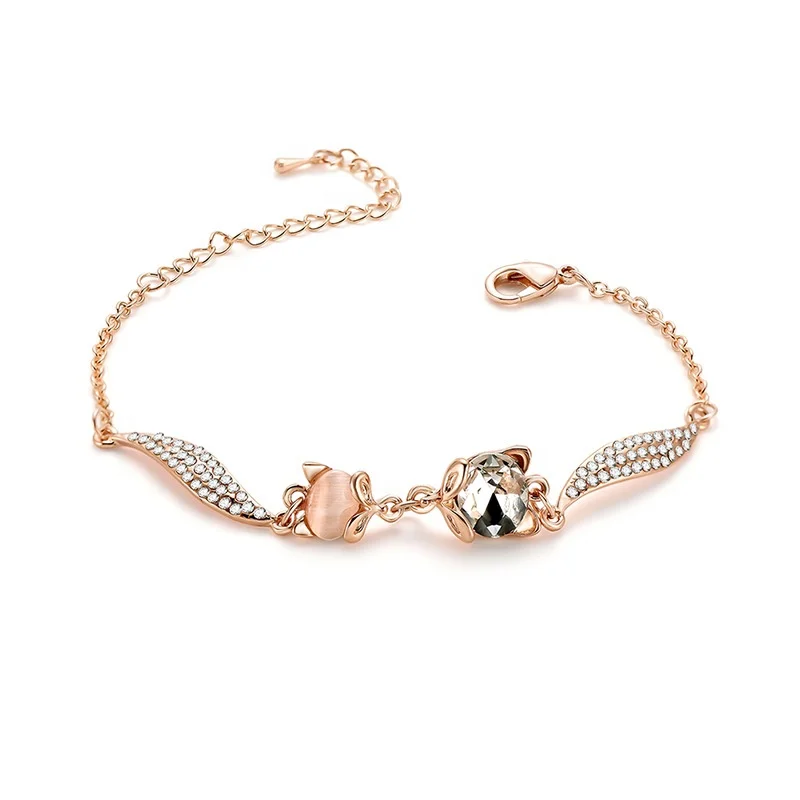 

PUSHI hot high quality fashion zircon bracelet women cat jewelry cute rose gold bracelets