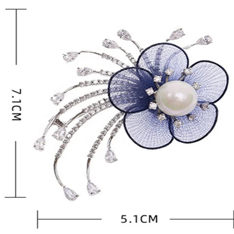 

Pearl Mesh Flower Brooch Fashion Simple Tassel Brooch Personality Creative Exquisite Brooch, Gold/platinum