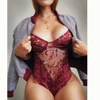 YICAI Fashion Style Flannel Exposed Breast Mesh Rosy Outdoor Embroidered Red Babydoll Mature Lingerie Sexy