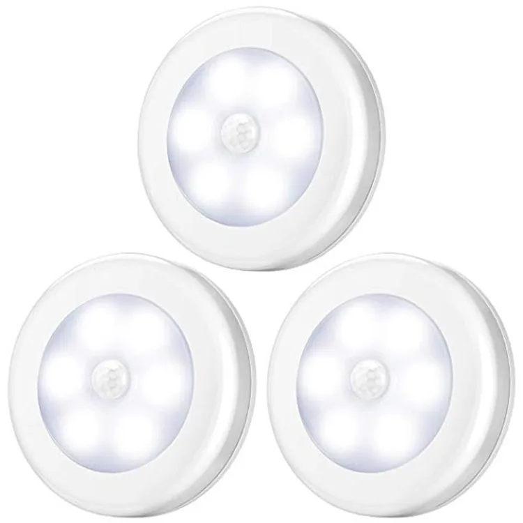 best selling product 6 LED Round mini Night light PIR Motion Sensor night light for under cabinet bedroom kitchen