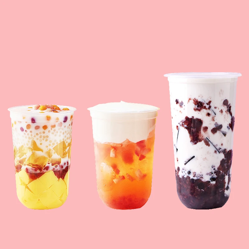 

Factory Price Printed U-shaped Plastic Disposable Cups 500ml PP U Shape Bubble Tea Cup For Sale