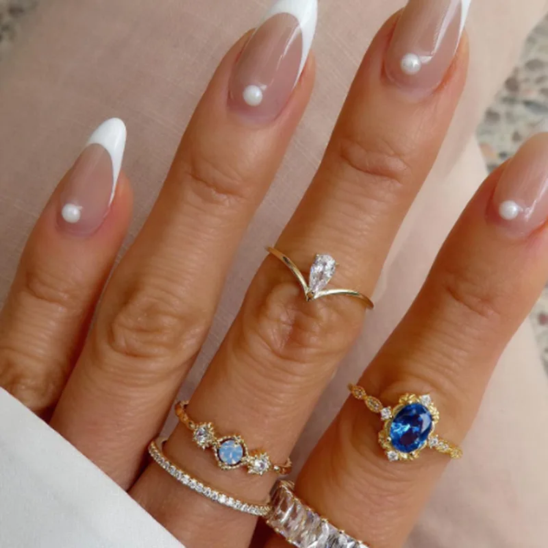 High End 18K Plain Gold Water Drop Zirconia Fine Arrow Rings Stainless Steel Trendy Simple Gold Plated Jewelry