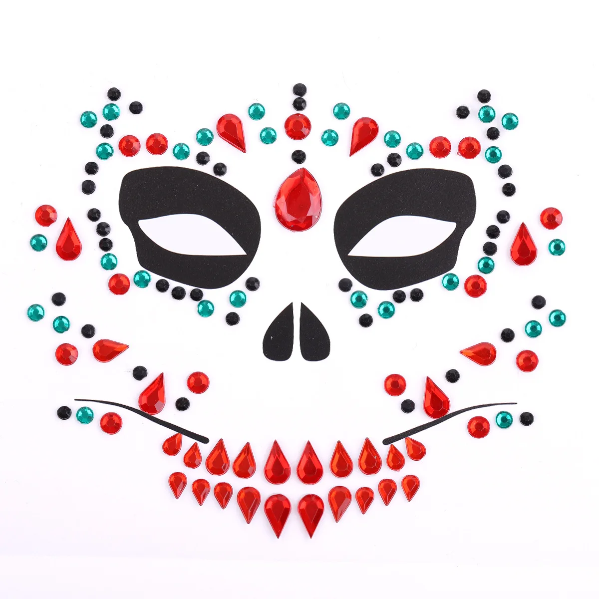 

Face Sticker Crystal Music Festival Ghost Head Skull Diamond Decoration Halloween Jewels Face Sticker, Colorful