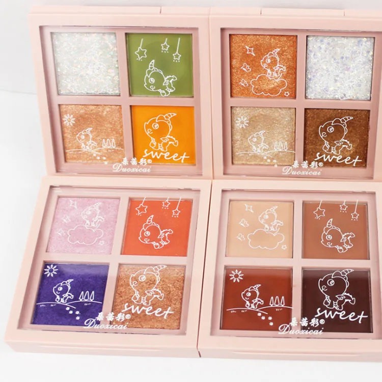 

New Type Pigment Eyeshadow Cosmetics Makeup Fluorescent Eyeshadow 4 Color Eye Shadow