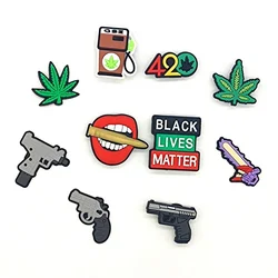420 Weed Kids Gift PVC Croc Charms Croc Shoe Charm gun toy for gift cookie charms shoe decorations