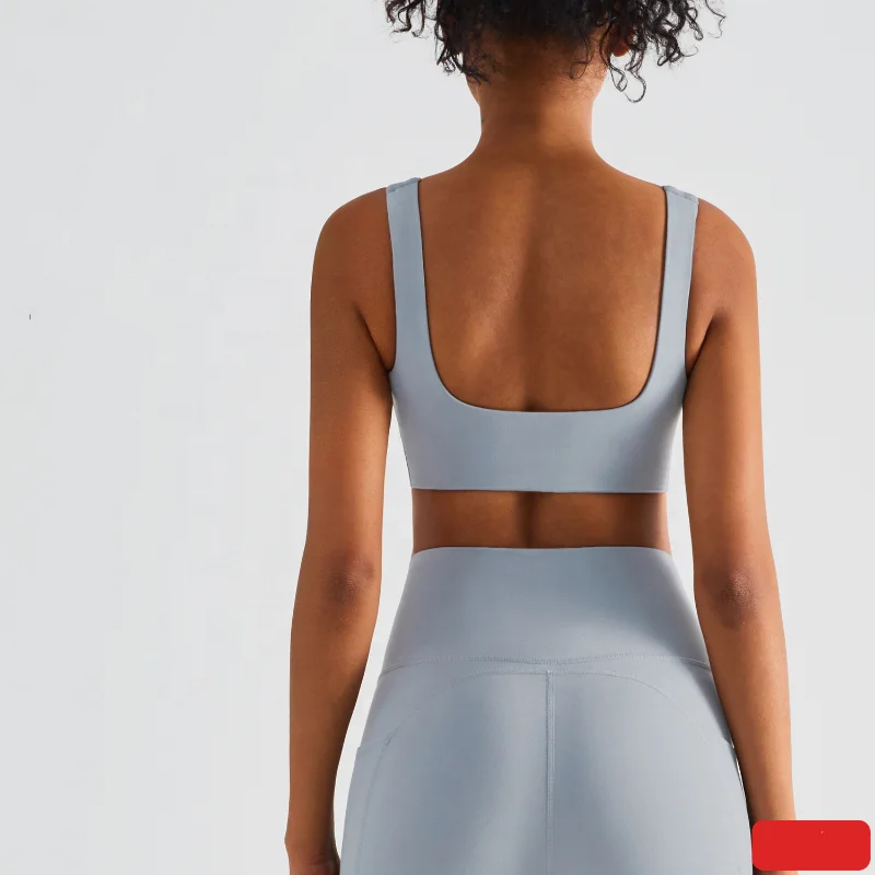 

Yoga bra square beauty back sports underwear skin-friendly nude shock-proof fitness vest women sports bra, Multi color